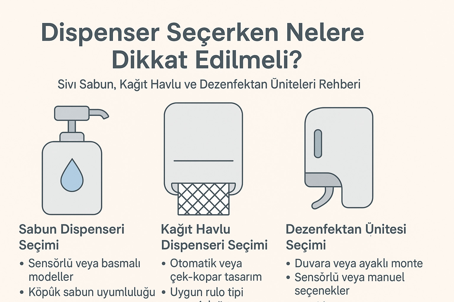 Dispenser Seçerken Nelere Dikkat Edilmeli? Sıvı Sabun, Kağıt Havlu ve Dezenfektan Üniteleri Rehberi