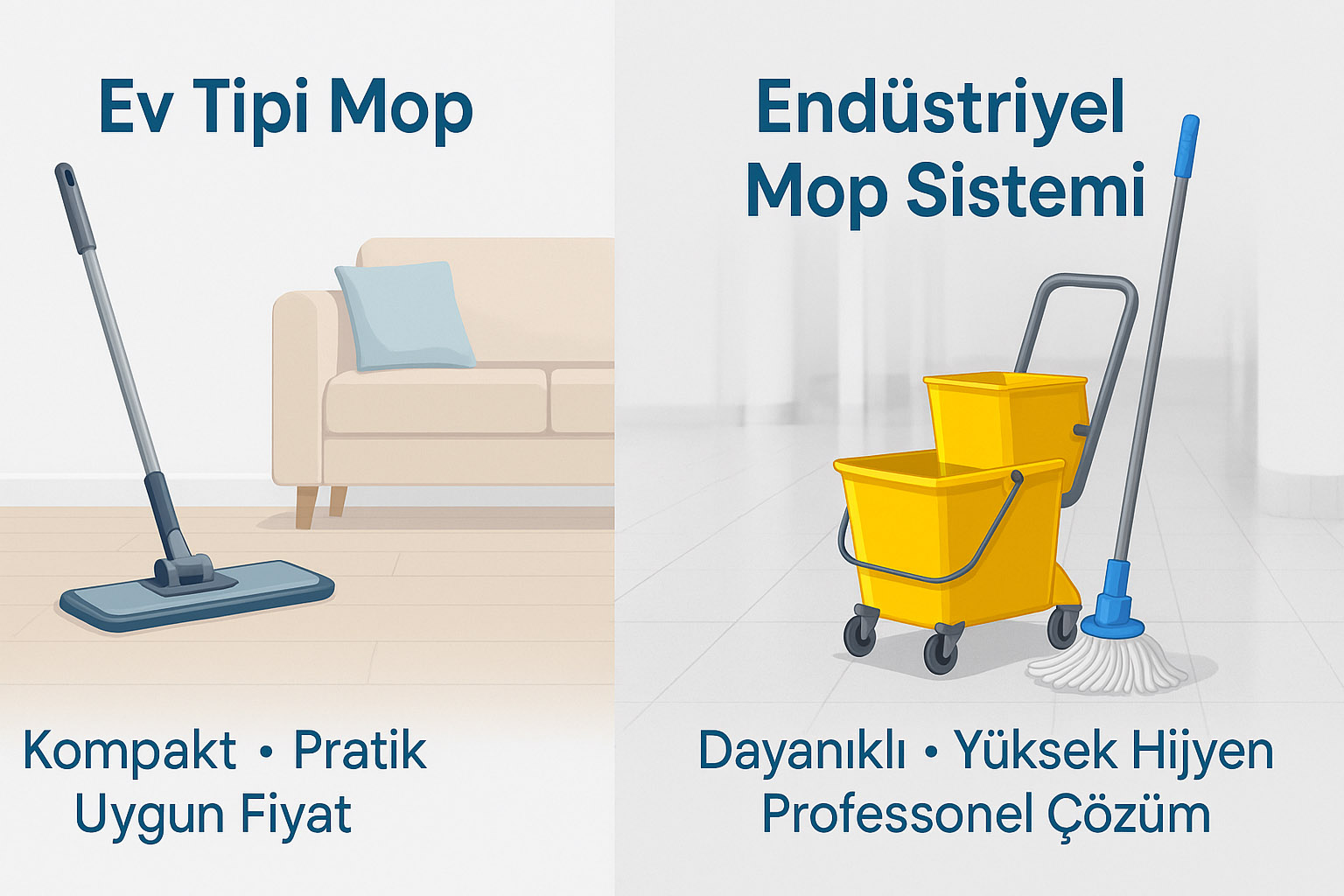 Ev Tipi ve Endüstriyel Mop Sistemleri Karşılaştırması