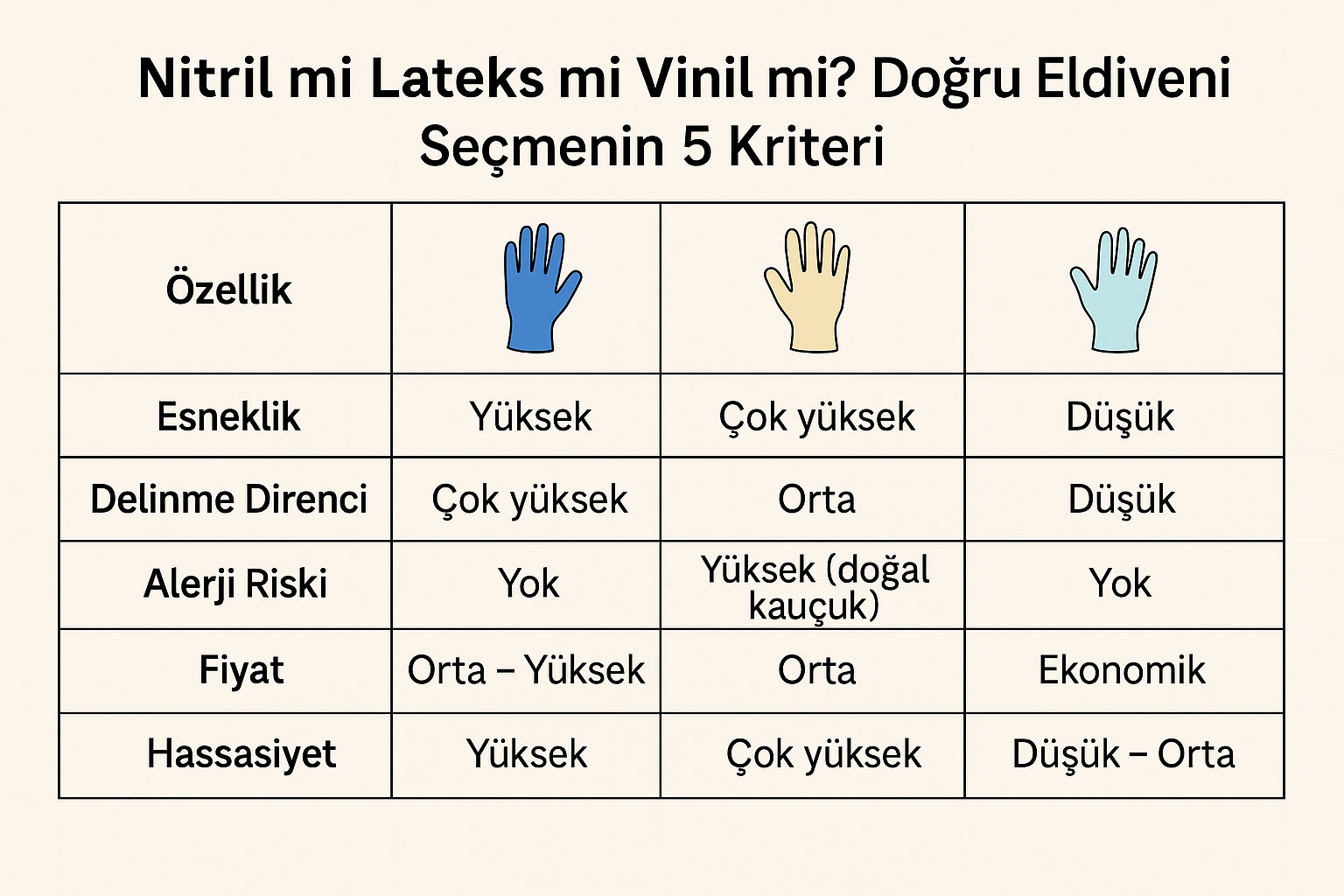 Nitril mi Lateks mi Vinil mi? Doğru Eldiveni Seçmenin 5 Kriteri