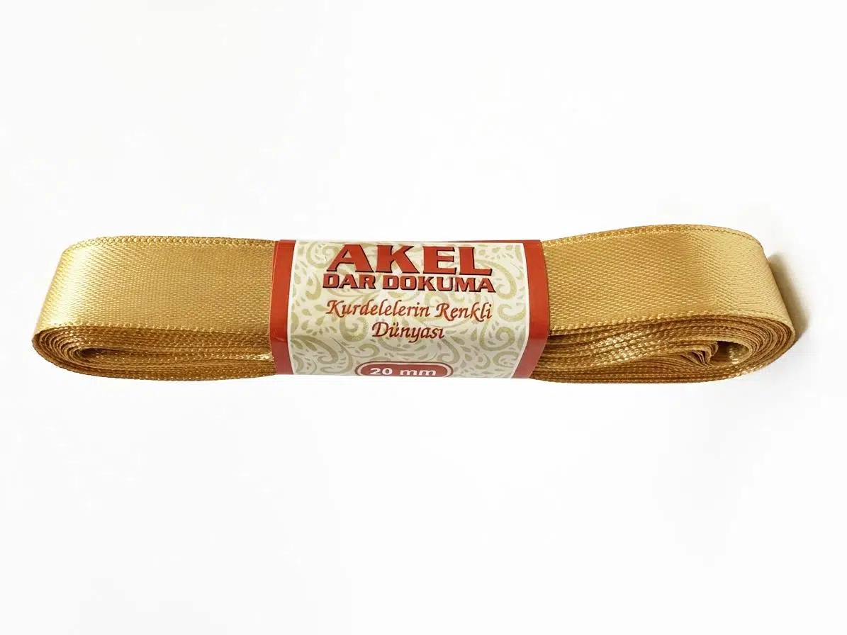 Dar Dokuma Altın Gold Saten Kurdele - 2 Cm. x 10 Metre - 1 Adet