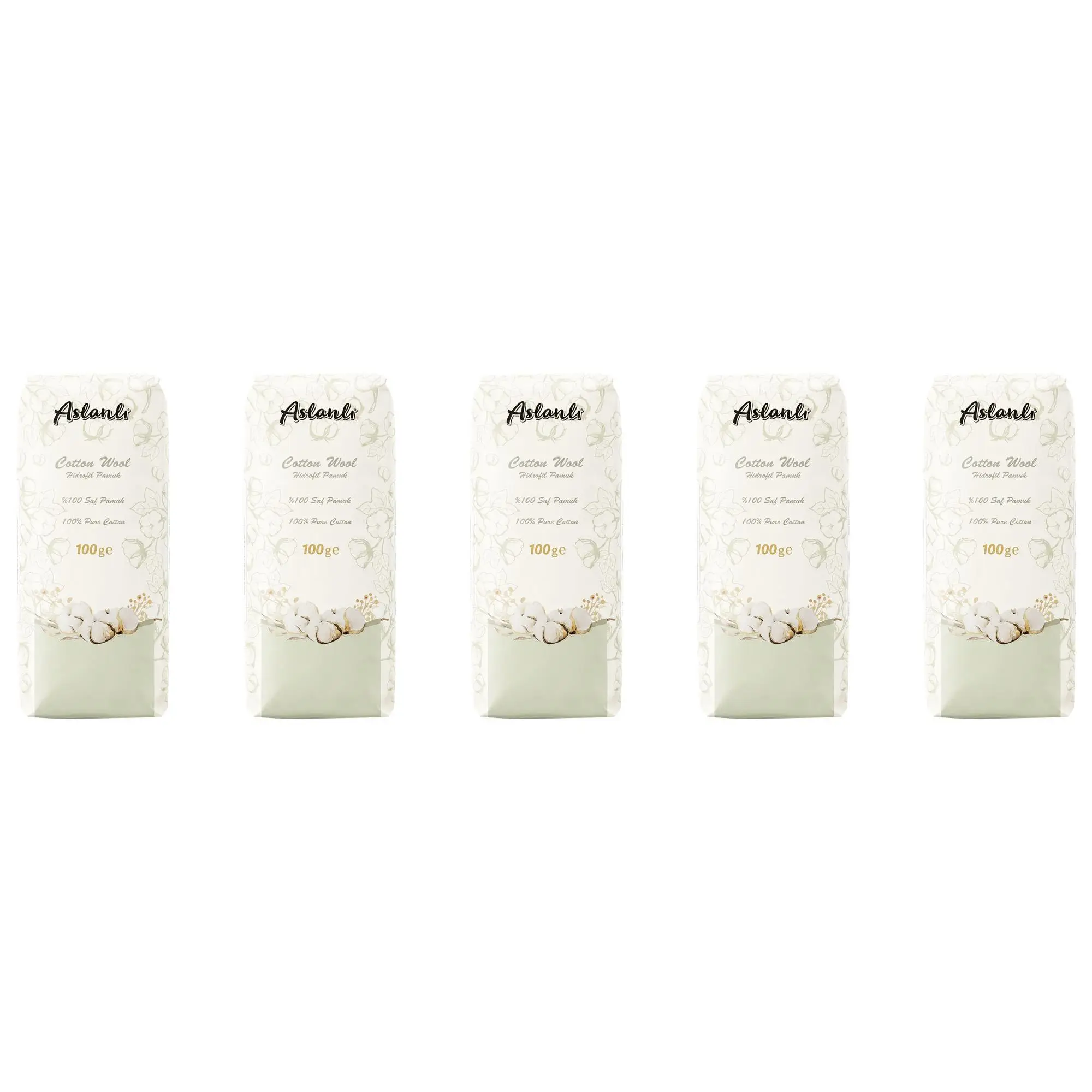 Aslanlı %100 Saf Beyaz Pamuk - 100 Gramlık 5 Paket