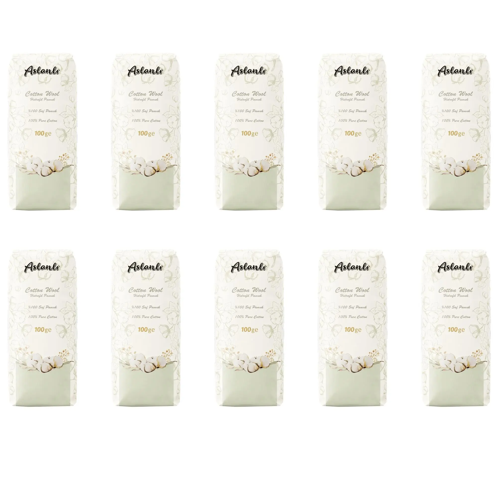 Aslanlı %100 Saf Beyaz Pamuk - 100 Gramlık 10 Paket