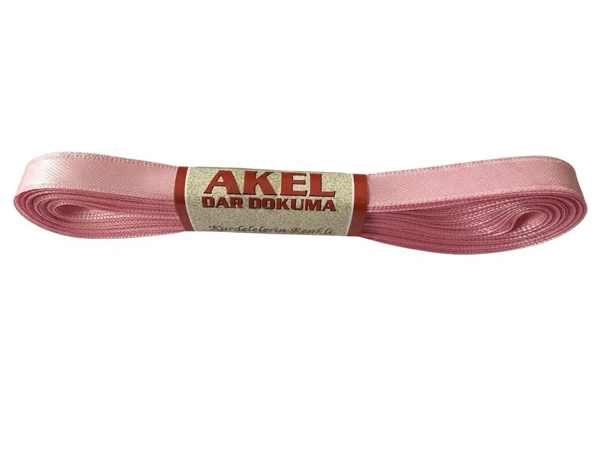 Dar Dokuma Toz Pembe Saten Kurdele - 1 Cm. x 10 Metre - 1 Adet