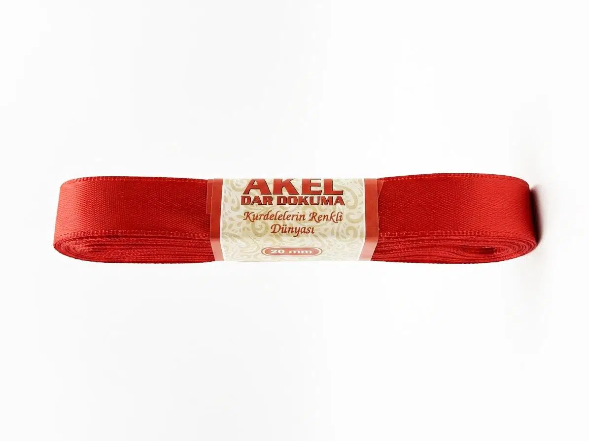 Dar Dokuma Kırmızı Saten Kurdele - 2 Cm. x 10 Metre - 1 Adet