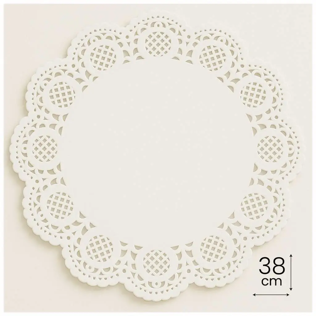 Dolphin Dantel Görünümlü Kağıt Tabak Altlığı - 38 Cm. - Beyaz Dantel Kağıt - 100 Adetlik Paket