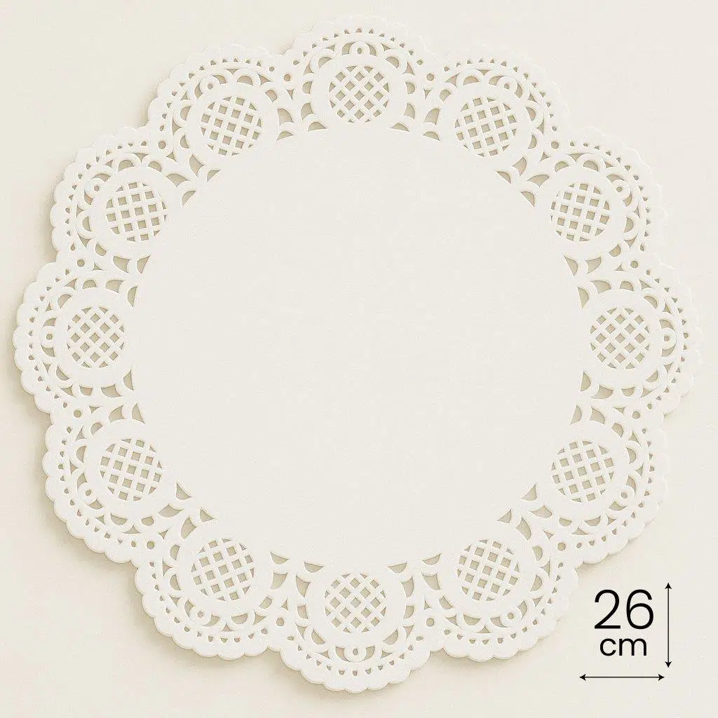 Dolphin Dantel Görünümlü Kağıt Tabak Altlığı - 26 Cm. - Beyaz Dantel Kağıt - 100 Adetlik Paket
