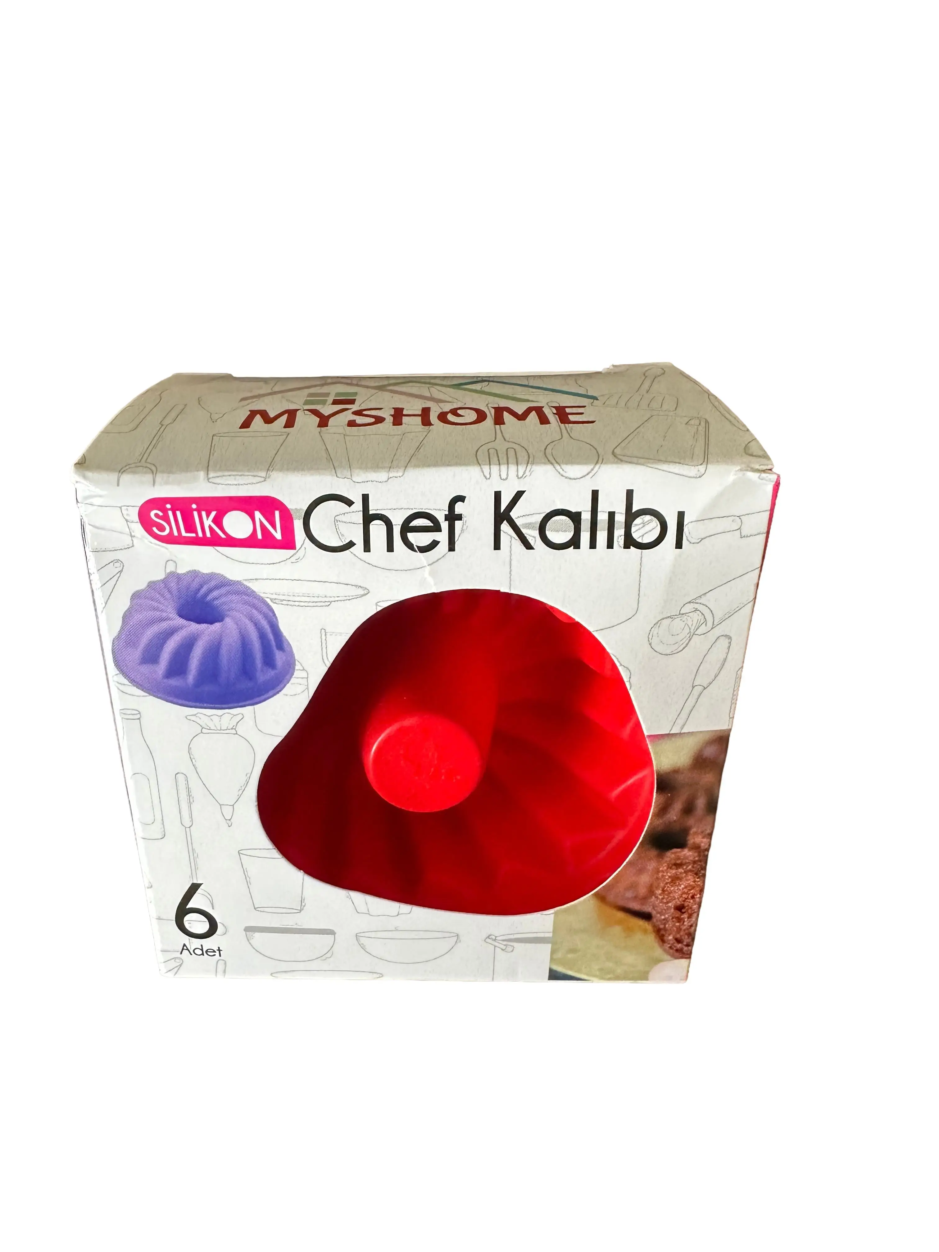 Myshome Silikon Yapışmaz Kek Kalıbı - 30x70x45 mm - Renkli - 6 Adetlik Paket