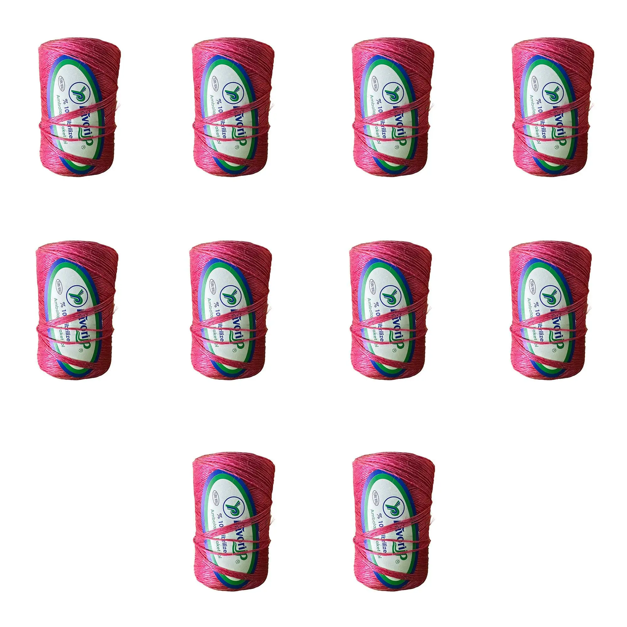 Favori İp 5000 Denye -0.8 Mm- Ambalaj ve Paket İpi Naylon Burgulu Örgü Çamaşır İpi - Pembe - 10 Adet