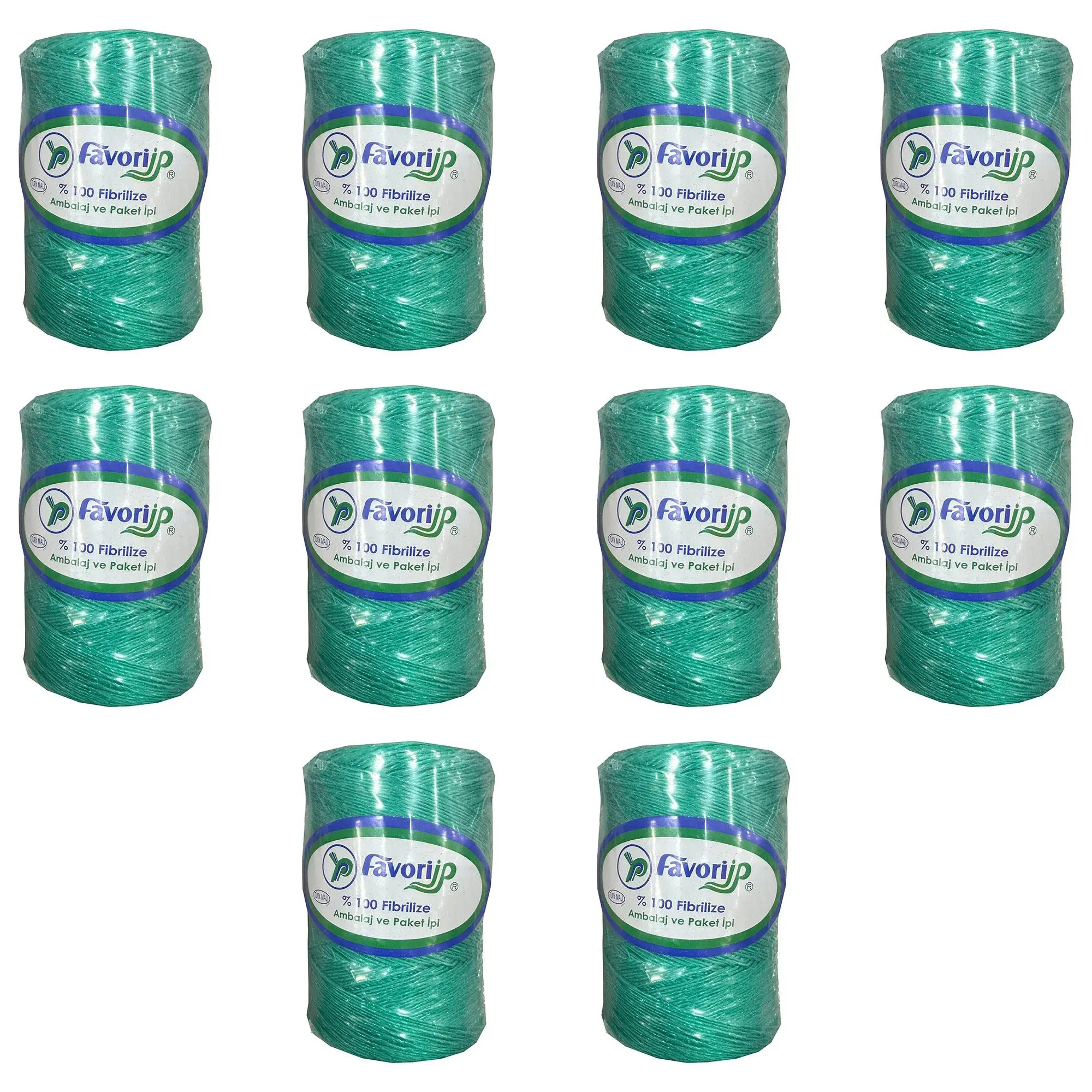 Favori İp 5000 Denye -0.8 Mm- Ambalaj ve Paket İpi Naylon Burgulu Örgü Çamaşır İpi - Yeşil - 10 Adet
