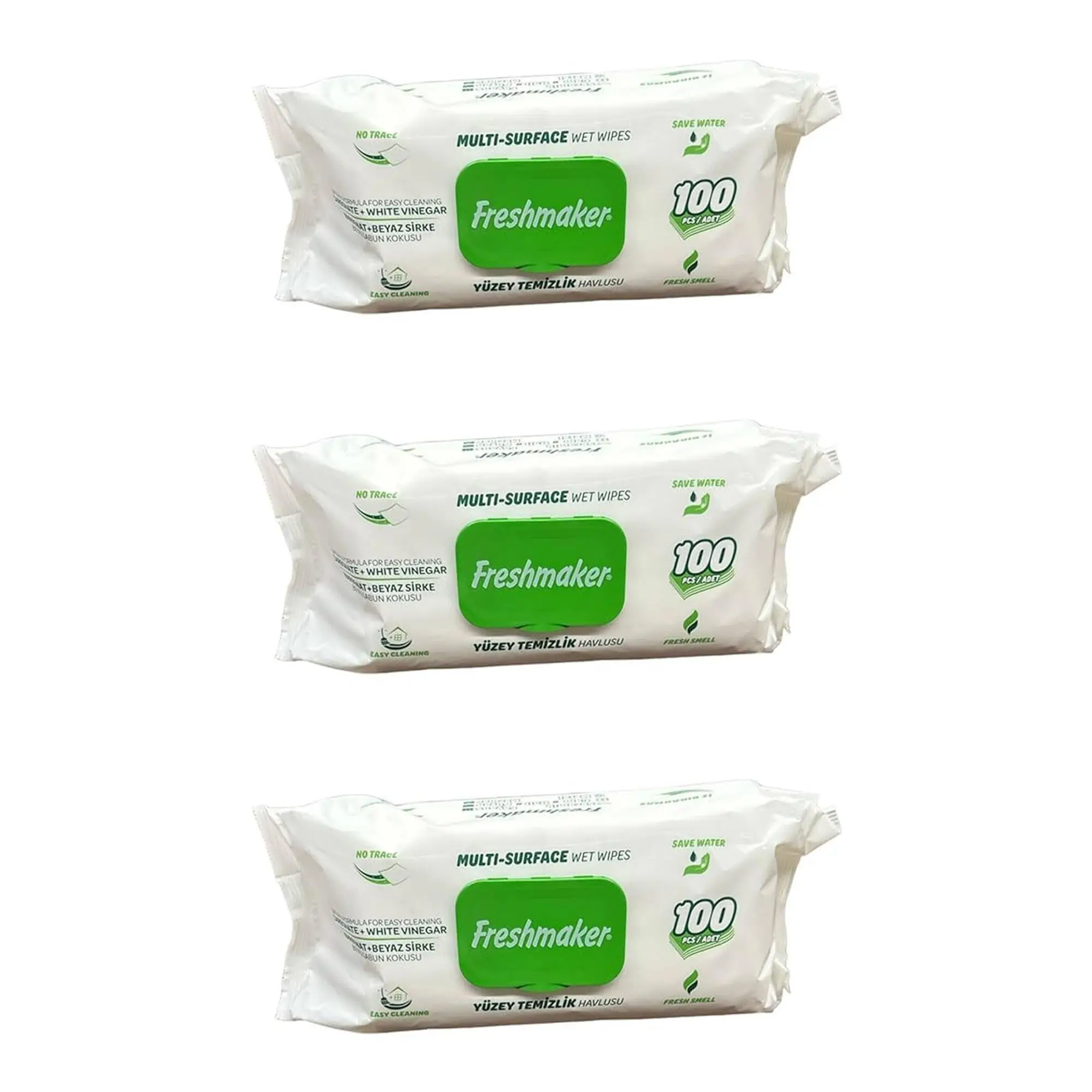 Freshmaker Karbonat ve Beyaz Sirke Katkılı Yüzey Temizlik Islak Havlusu - 100'lü 3 Paket