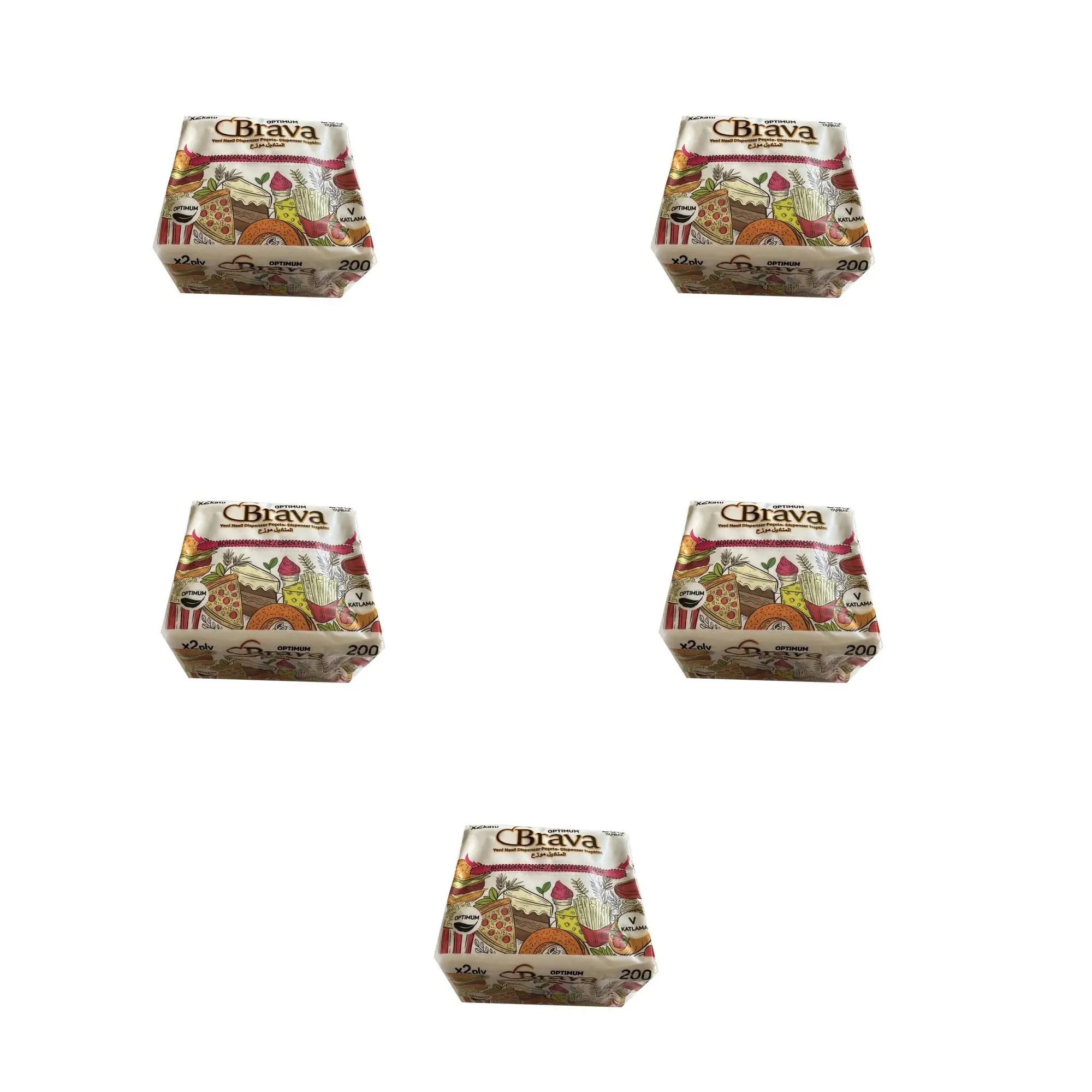 Koçal V Katlama Masaüstü Tek Çek Çek Kağıt Dispenser Peçete - 2 Kat - 200 Adetlik 5 Paket