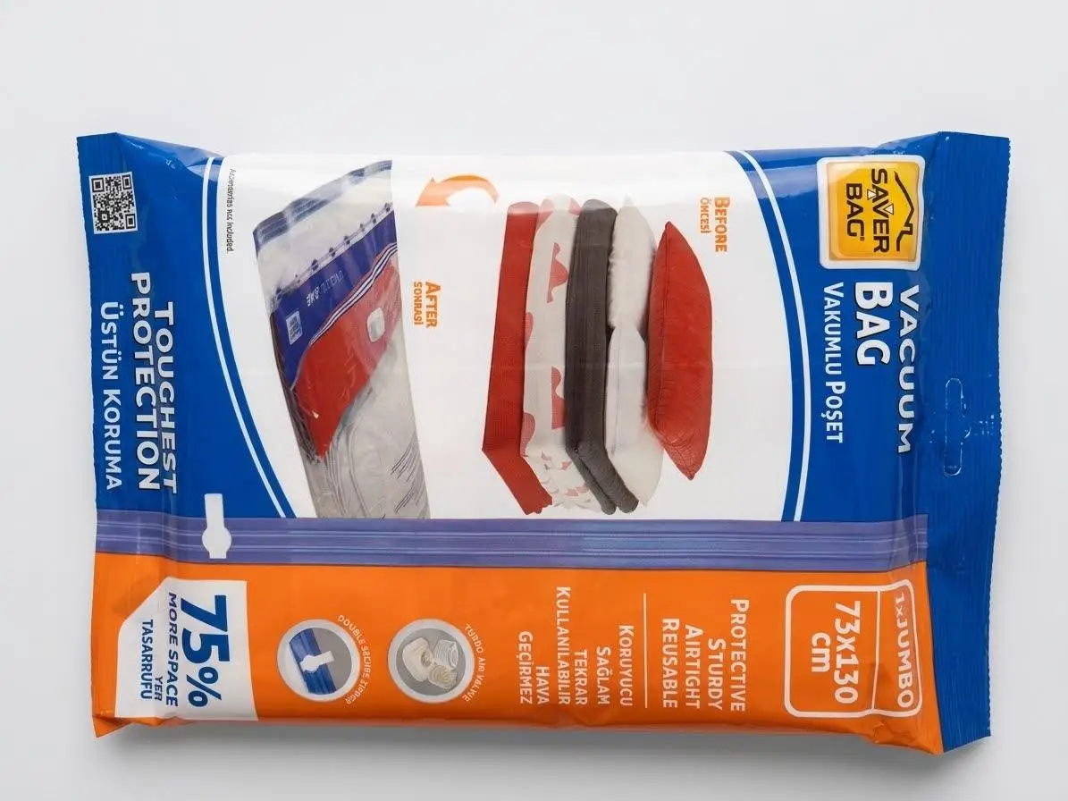 Magic Silver Vakumlu Giyisi Yastık Yorgan Saklama Torbası Poşeti Hurç - Jumbo - 73x130 Cm. -1 Paket