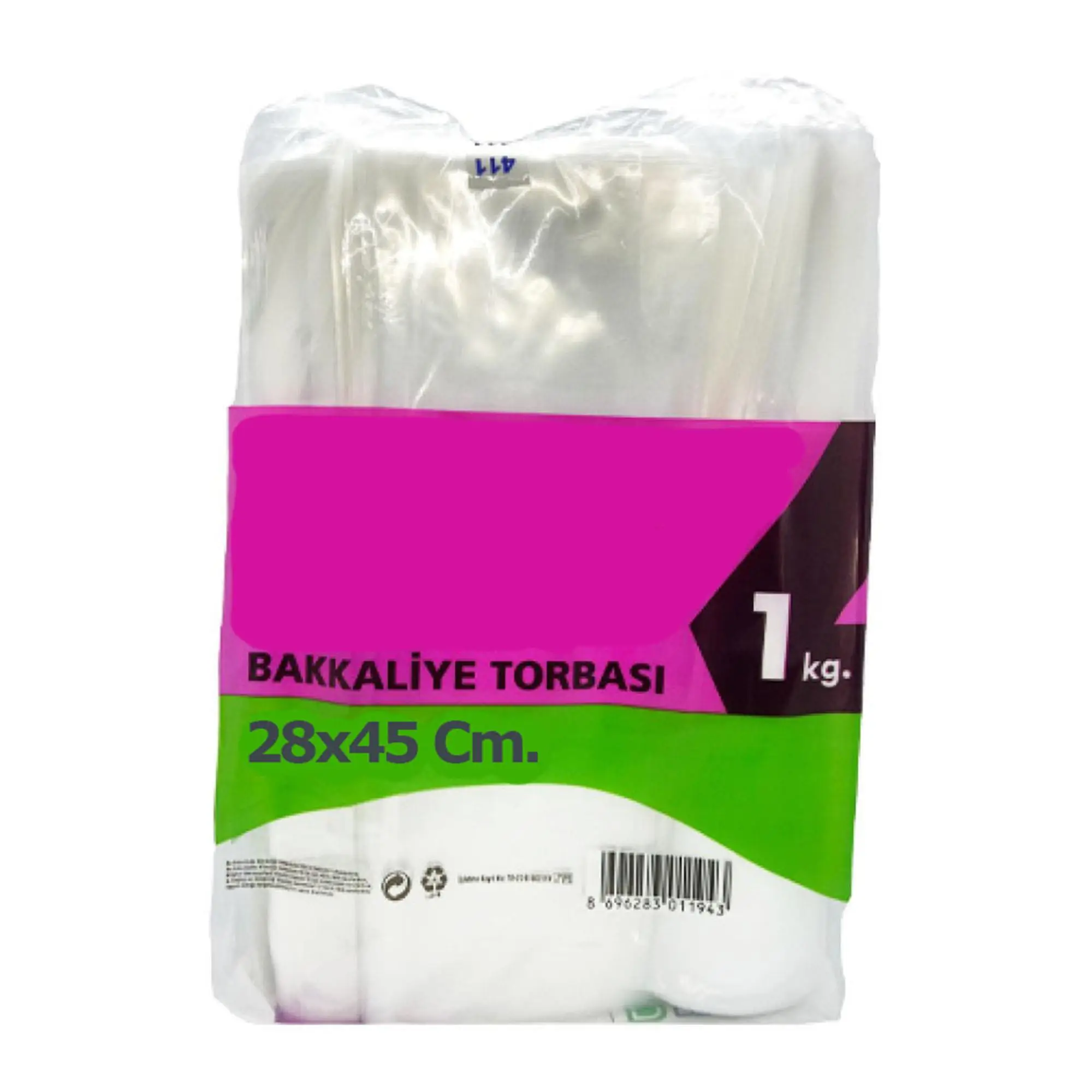 Omeyva Gıda Şeker Bakkaliye Torbası Poşeti -Şeffaf -4'lük -28x45Cm. -1 Kg. - Ort. 115 Adet - 1 Paket