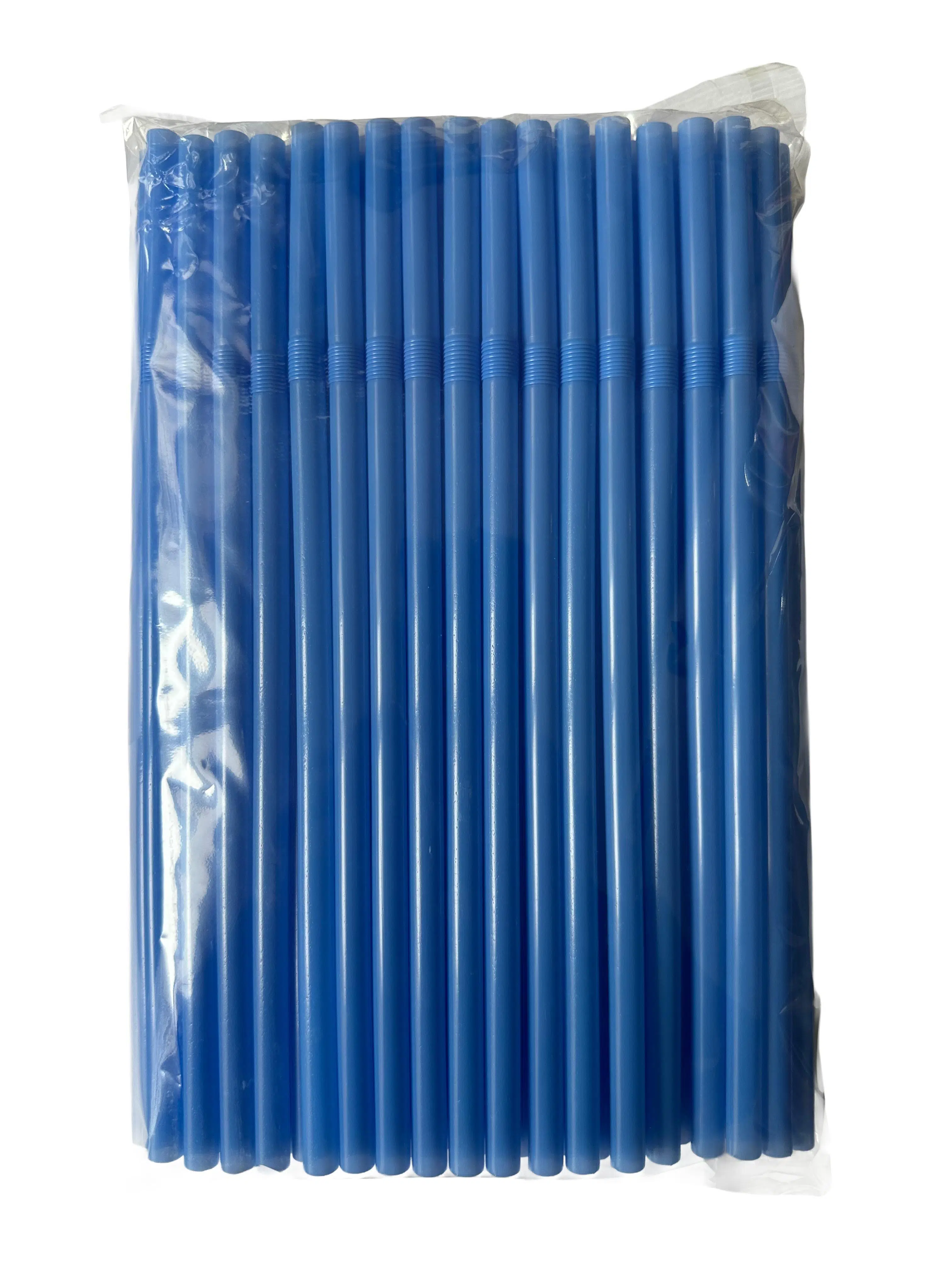 Omeyva Körüklü Mavi Kalın Buzlu Soğuk İçecek Pipet - 22 Cm. - 8 mm. -100 Adetlik Paket