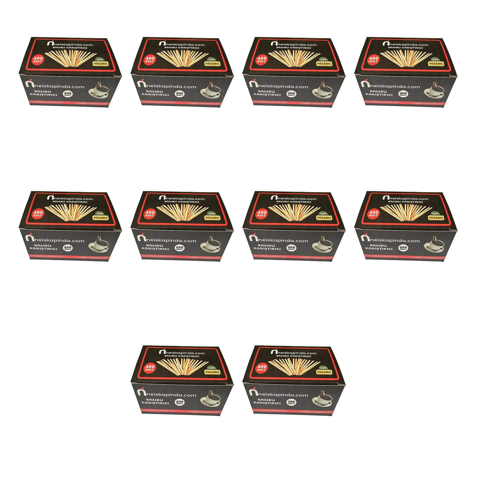 Omeyva Organik Tahta Ahşap Bambu Çay Kahve Karıştırıcı Çubuk - 10 Cm. - 400 Adetlik 10 Paket
