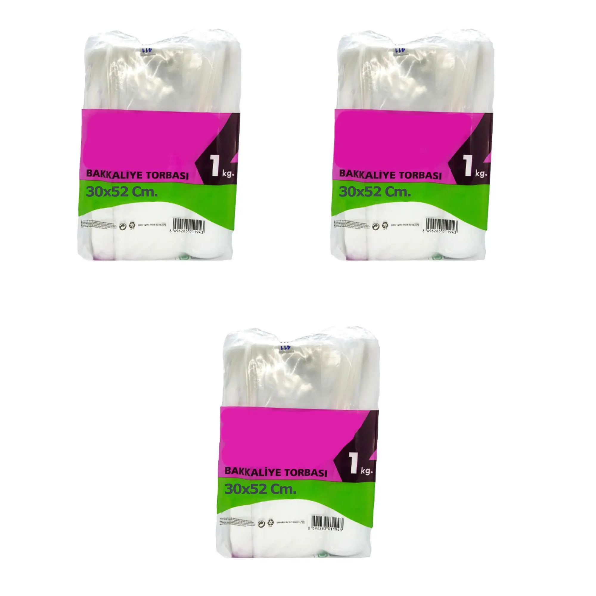Omeyva Şeffaf Naylon 5 lik 30x52 Cm. Gıda Bakkaliye Poşeti Torbası - 3 Kg. - Ort. 255 Adet - 3 Paket