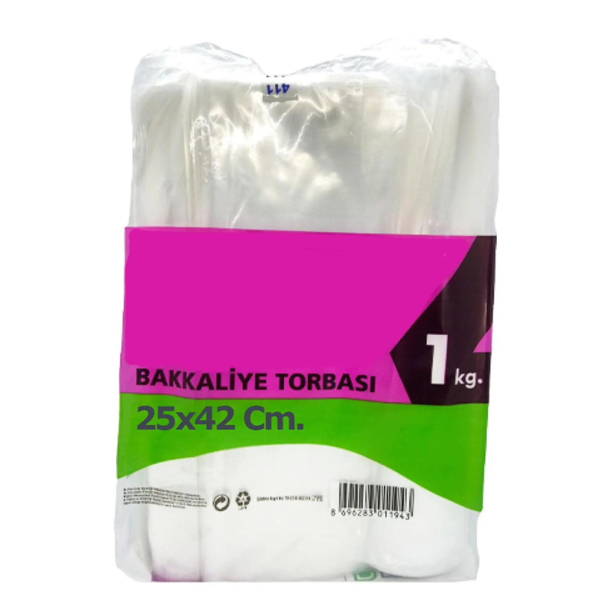 Omeyva Şeffaf Naylon Bakkaliye Torbası Poşeti 3 Kg.lık 25x42 Cm. - 1 Kg. - Ort. 140 Adet - 1 Paket