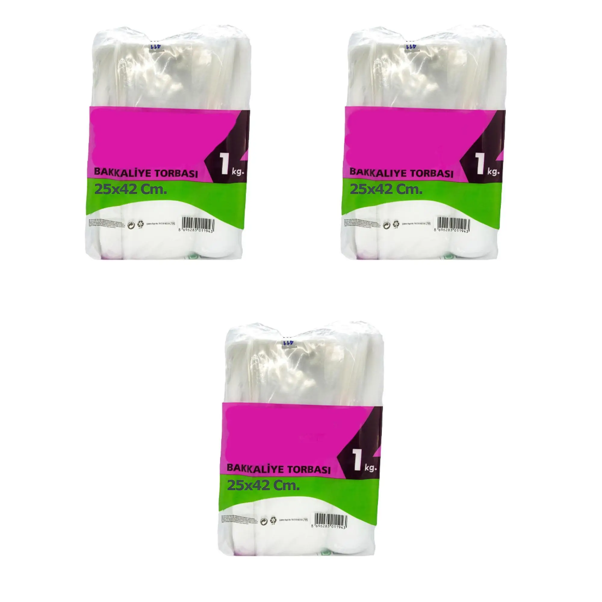 Omeyva Şeffaf Naylon Bakkaliye Torbası Poşeti 3 Kg.lık 25x42 Cm. - 3 Kg. - Ort. 420 Adet - 3 Paket