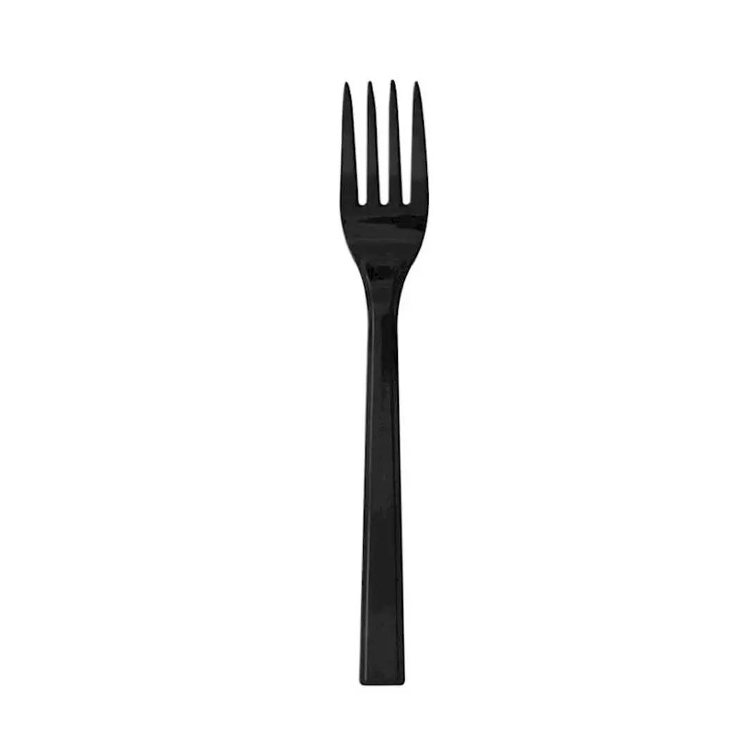 Plastik Siyah Dökme Çatal - Parti Davet Piknik Yemek Çatalı - 18 Cm. - 100'lü Paket