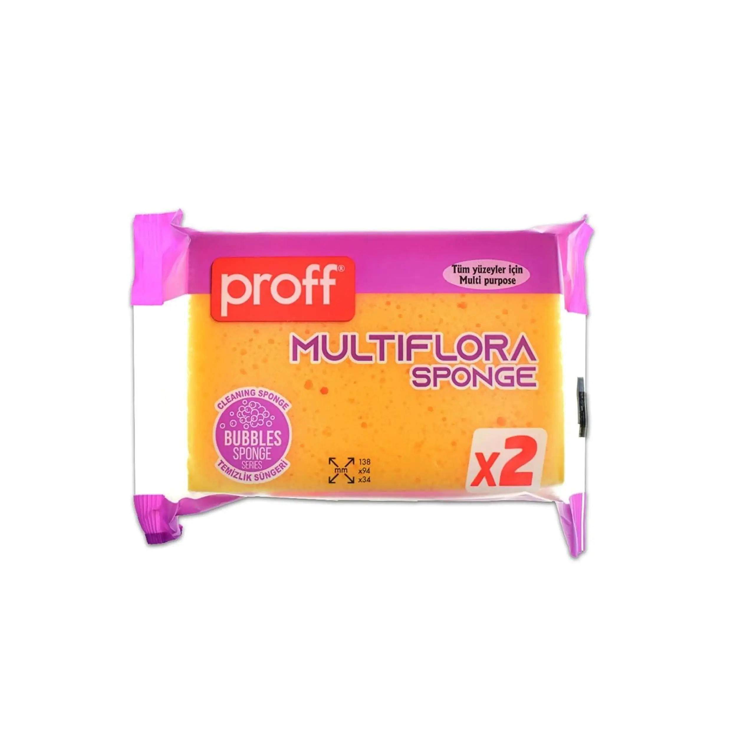 Proff Multiflora 2'li Soft Sünger - 14x9x3 Cm. - Tüm Yüzeyler İçin Bulaşık Süngeri - 1 Paket