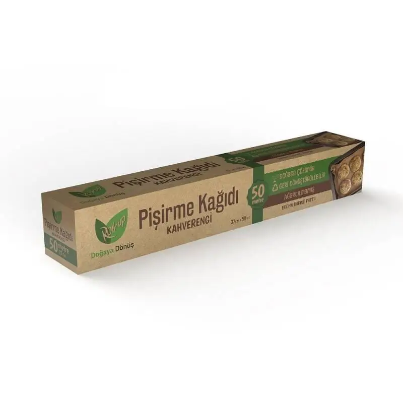 Roll-Up Ağartılmamış Doğal Rulo Fırın Pişirme Kızartma Kağıdı - 37Cm. X 50 Metre -1 Kutu