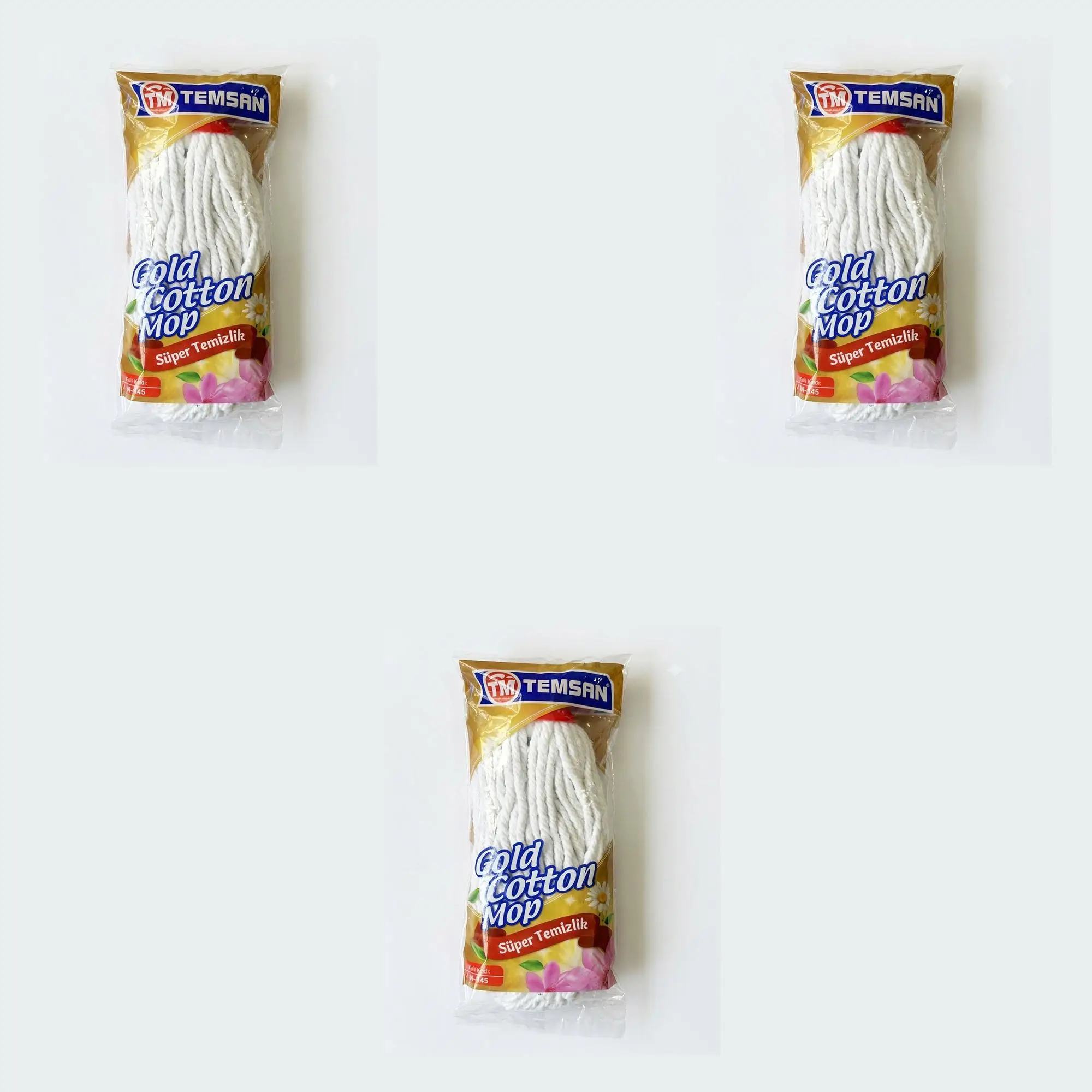 Temsan Gold Cotton Pamuklu Püskül Yedek Havlu Mop / Islak Mop / Paspas Ucu Başlığı - 3 Adet 