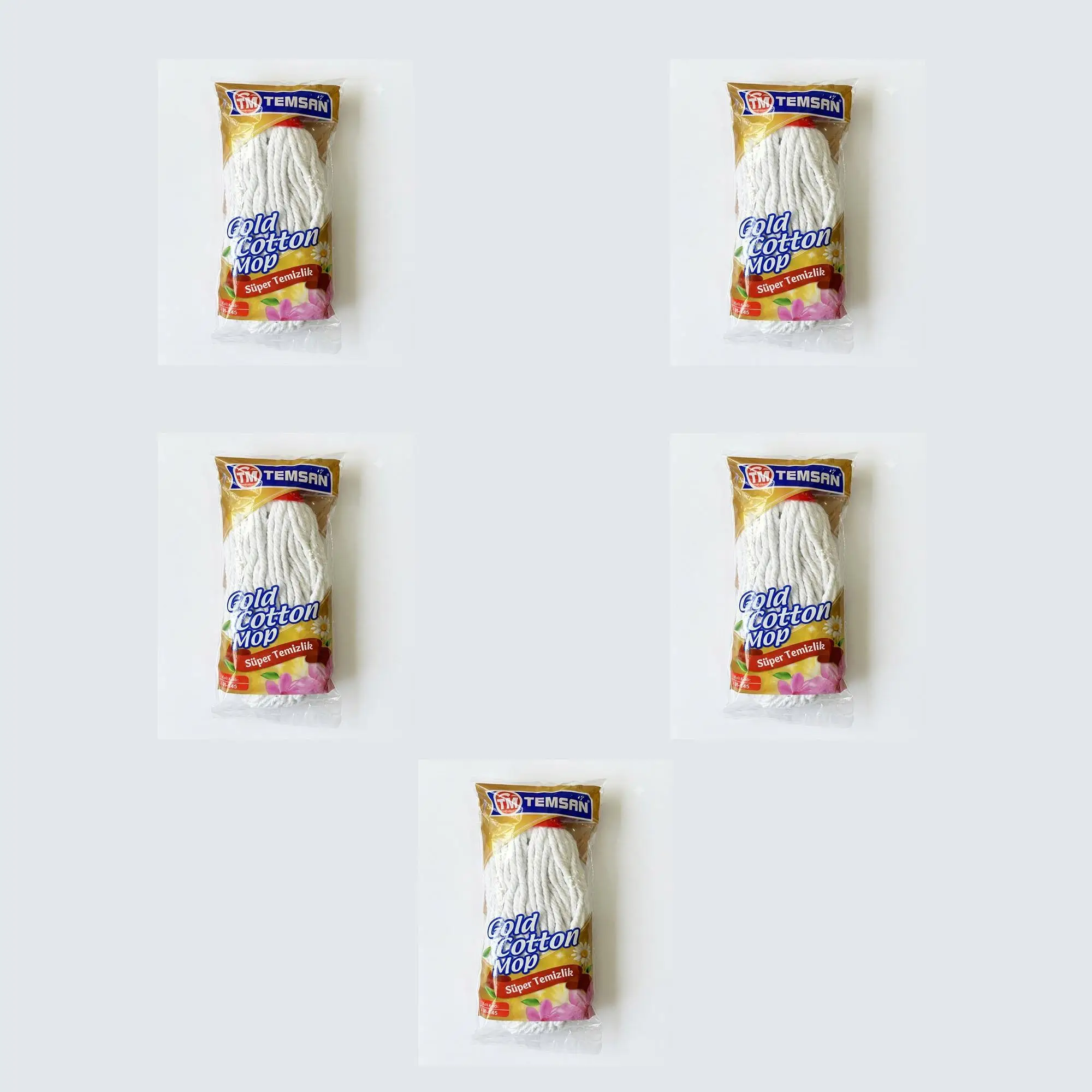 Temsan Gold Cotton Pamuklu Püskül Yedek Havlu Mop / Islak Mop / Paspas Ucu Başlığı - 5 Adet 