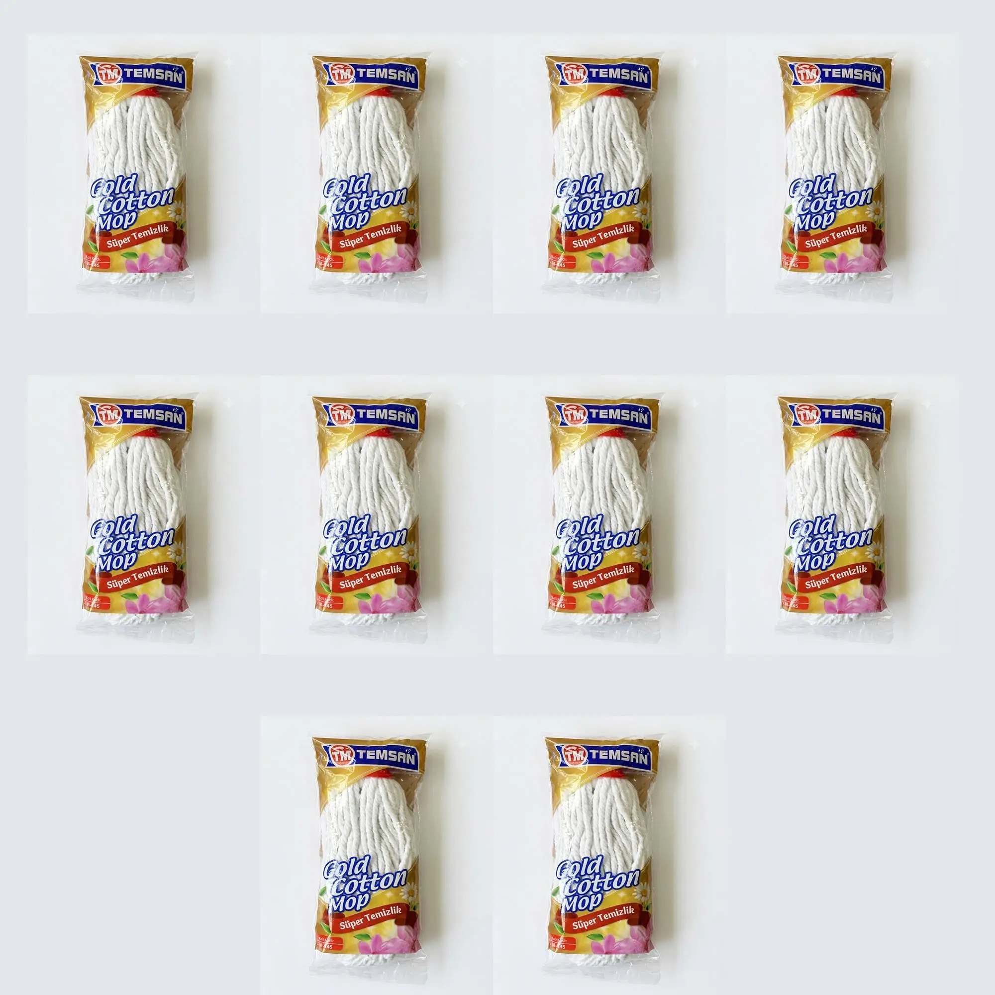 Temsan Gold Cotton Pamuklu Püskül Yedek Havlu Mop / Islak Mop / Paspas Ucu Başlığı - 10 Adet 