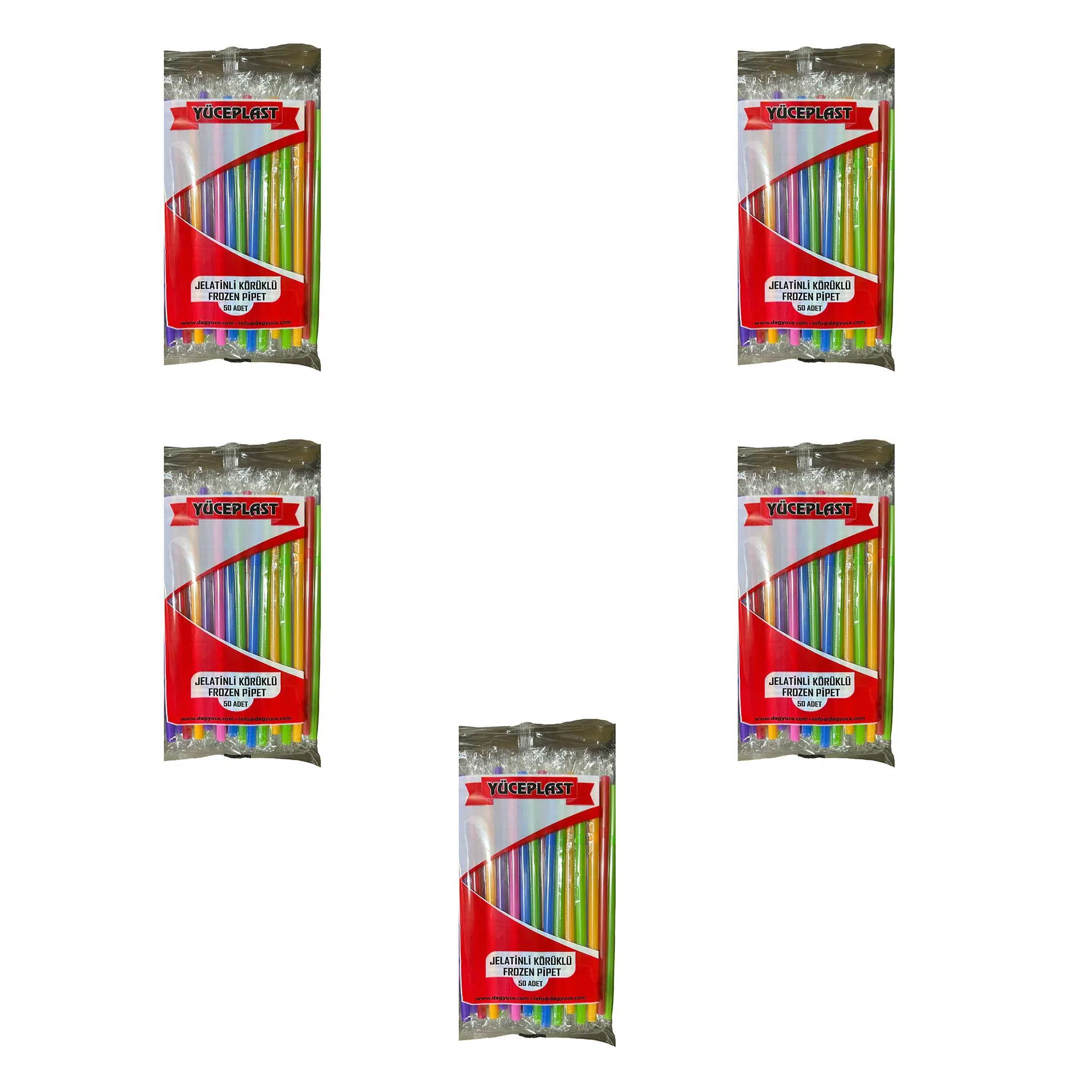Yüceplast Körüklü Karışık Renkli Jelatinli Pipet - 22 Cm. - 250 Adetlik Paket